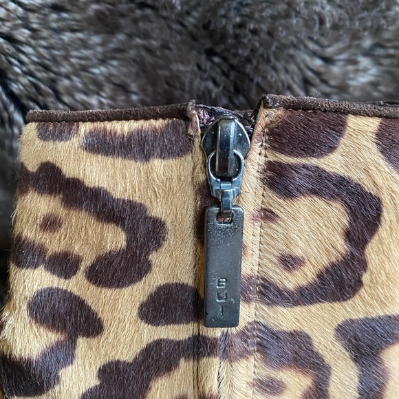 Barbara Bui beige and brown leopard print pony fur platform boots 36.5 - Picture 4 of 9